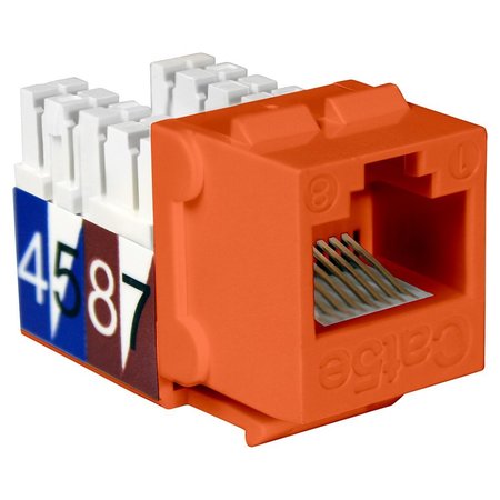 QUEST TECHNOLOGY INTERNATIONAL Cat5E Slim-Style 90 Degree Keystone Jacks, 8P8C - Orange NKJ-5504